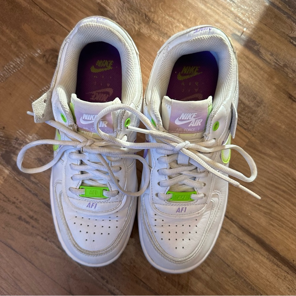 Nike Air Force 1 Low Shadow White/Electric Green Purple - Picture 5 of 9